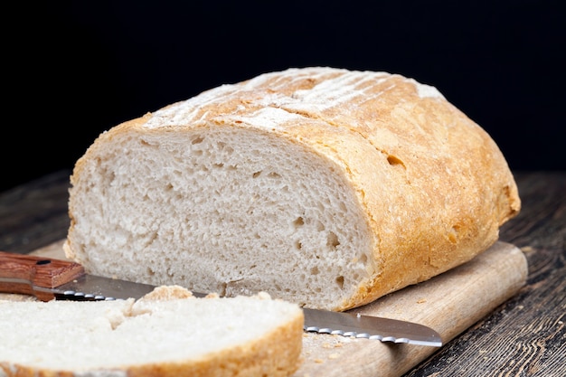 Fresh loaf of wheat flour bread, fresh wheat food products