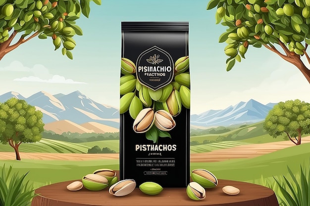 Fresh Local Pistachios Food Label Template Abstract Vector Packaging Design Layout