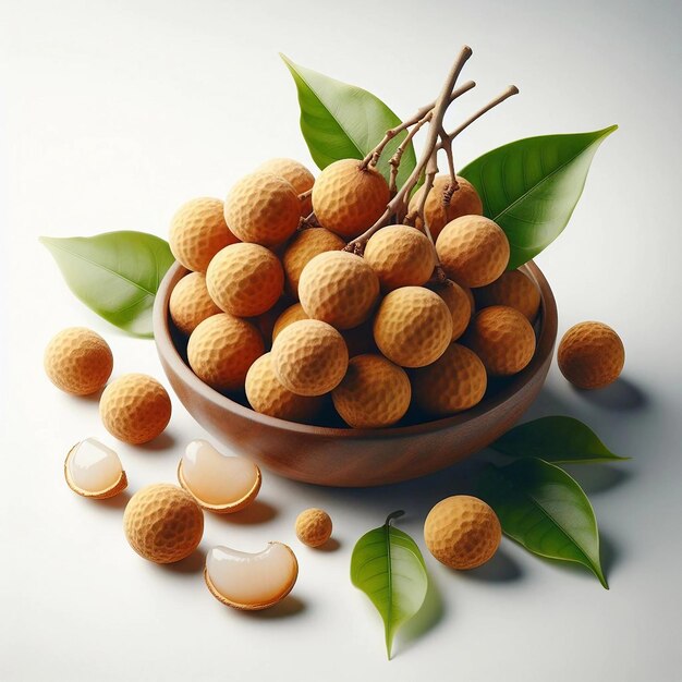 Fresh longan with leaves isolated premium psd Ai generative