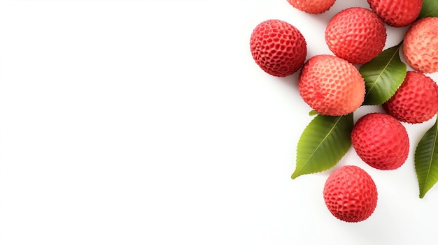 Fresh lychees on a white background