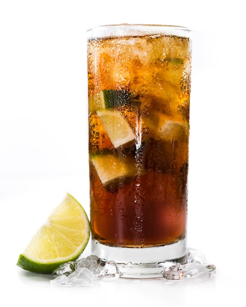 Fresh made Cuba Libre isolated on white