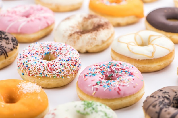 Fresh made Donuts closeup shot