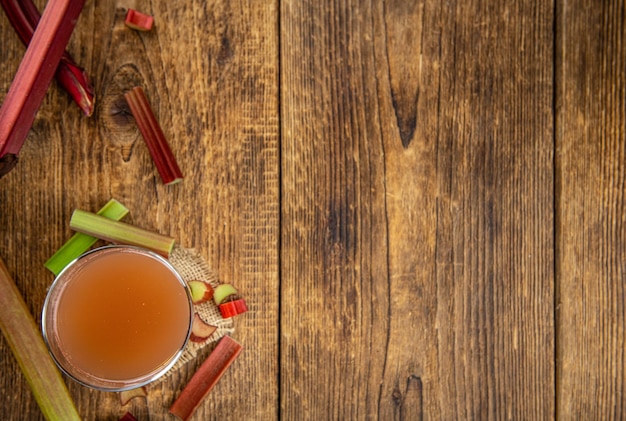 Fresh made Rhubarb Juice close up selective focus