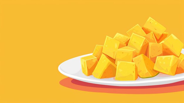 Photo fresh mango chunks and cheese cubes appetizer plate