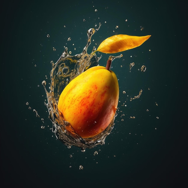 Fresh mango fruit flying in studio background restaurant and garden background