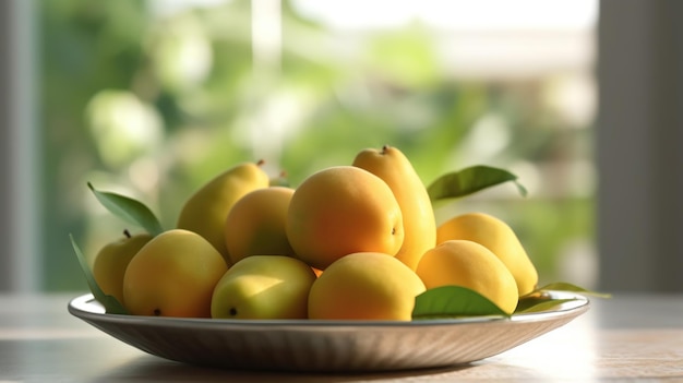 fresh mango fruit on plate