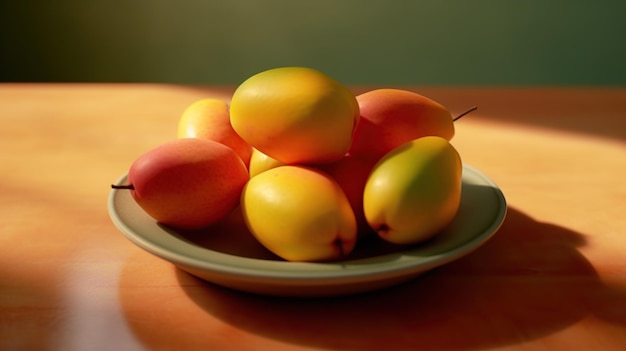 fresh mango fruit on plate