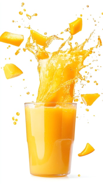 fresh Mango juice splash realistic fruit with splashes