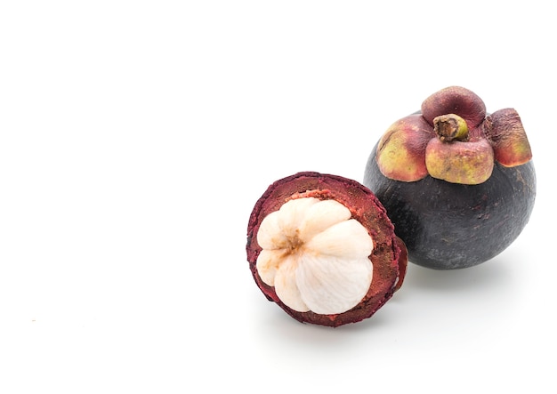 fresh mangosteen on white