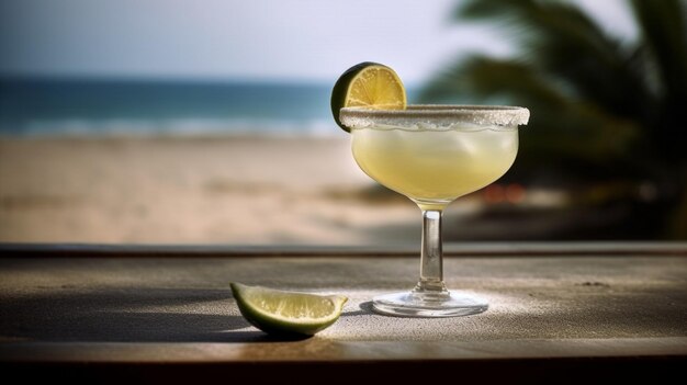 Fresh Margarita on a Tropical Summer Day Generative ai