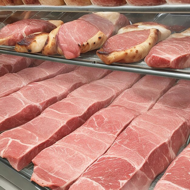 Fresh meat in a meat section at a restaurant generated by AI