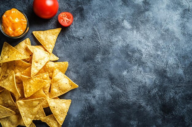 Photo fresh mexican food with nachos ingredients for cooking