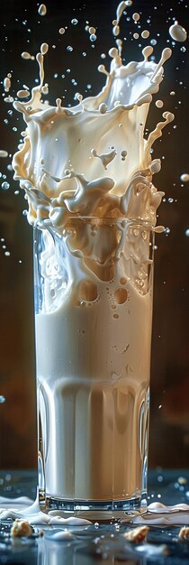 Fresh Milk Splash in Glass Pouring and Splashing