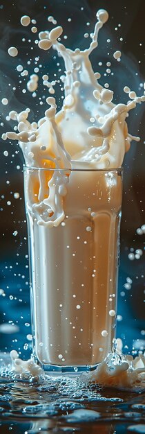 Fresh Milk Splash in Glass Pouring and Splashing