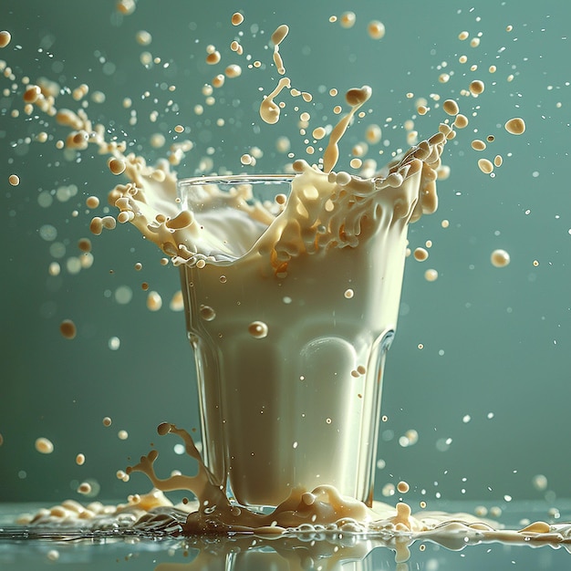 Fresh Milk Splash in Glass Pouring and Splashing