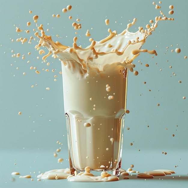 Fresh Milk Splash in Glass Pouring and Splashing