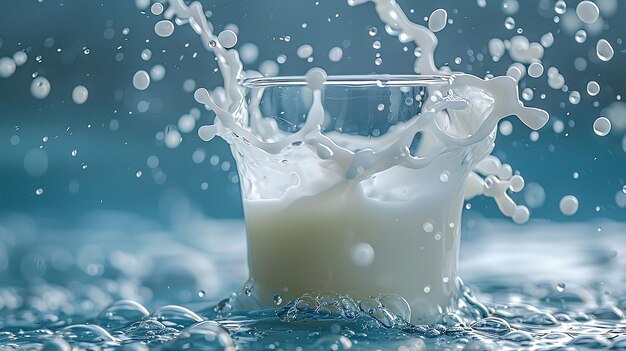 Fresh Milk Splash in Glass Pouring and Splashing