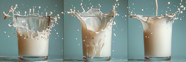 Fresh Milk Splash in Glass Pouring and Splashing