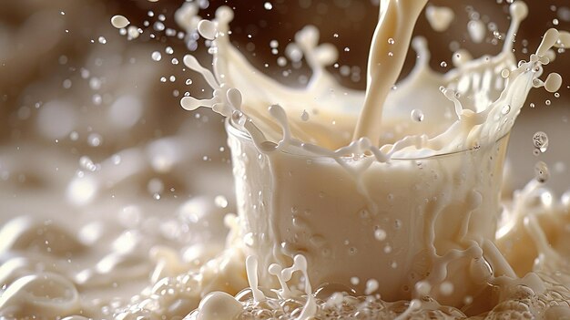 Fresh Milk Splash in Glass Pouring and Splashing