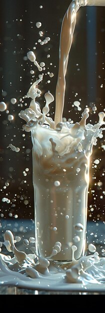 Fresh Milk Splash in Glass Pouring and Splashing