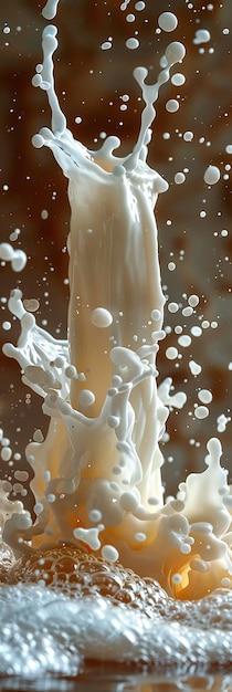 Fresh Milk Splash in Glass Pouring and Splashing