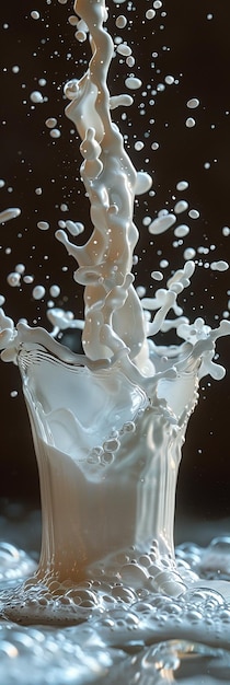 Fresh Milk Splash in Glass Pouring and Splashing