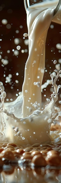 Fresh Milk Splash in Glass Pouring and Splashing