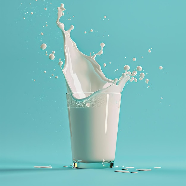 Fresh Milk Splash Pouring into Glass