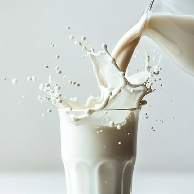 Fresh Milk Splash Pouring into Glass