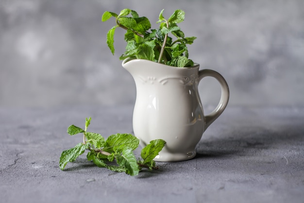 Fresh mint in a jar