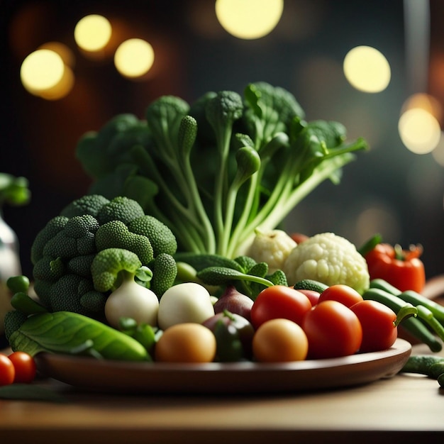 A fresh mix vegetable on wood table