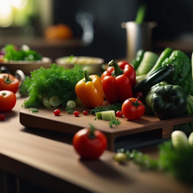 A fresh mix vegetable on wood table