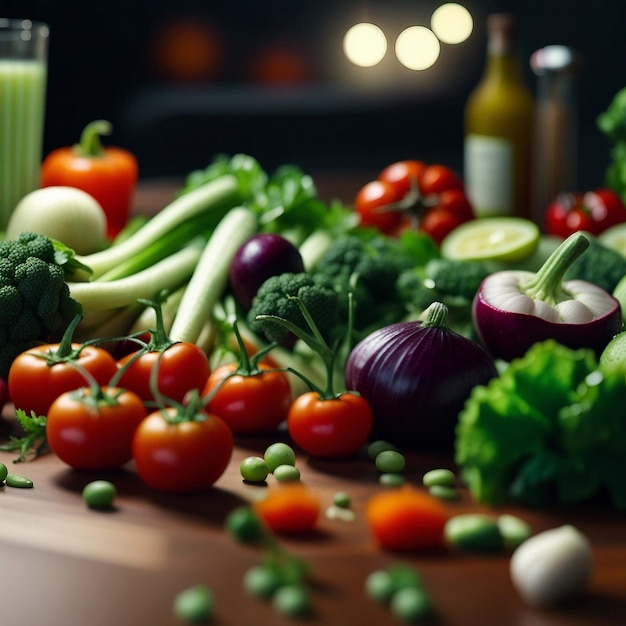 A fresh mix vegetable on wood table