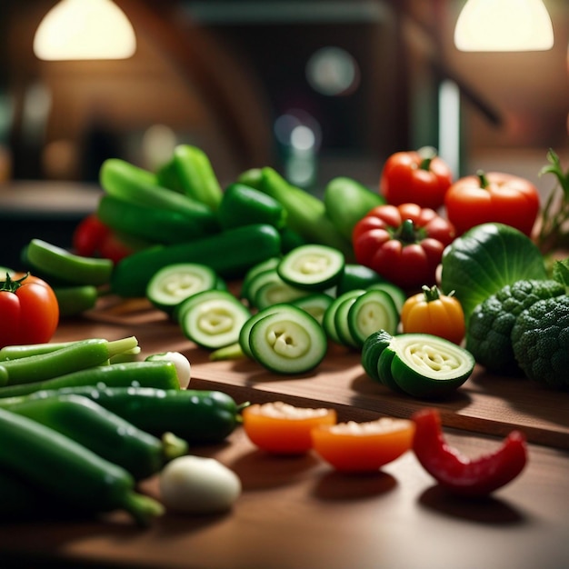 A fresh mix vegetable on wood table