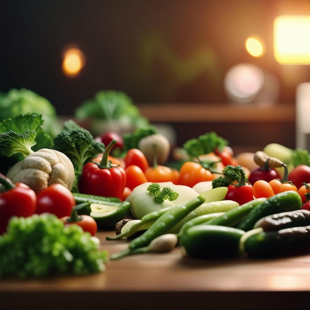 A fresh mix vegetable on wood table