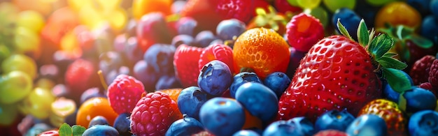 Photo fresh mixed berries background vibrant and natural blackberries blueberries raspberries and strawberries