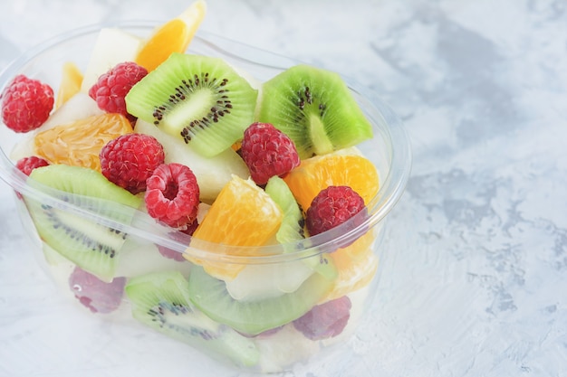 Fresh Mixed Fruit Berry Salad in Plastic Container