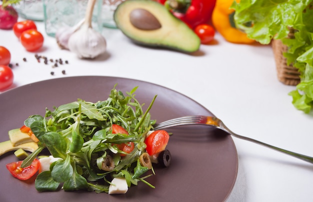 Fresh mixed vegetables salad in a plate