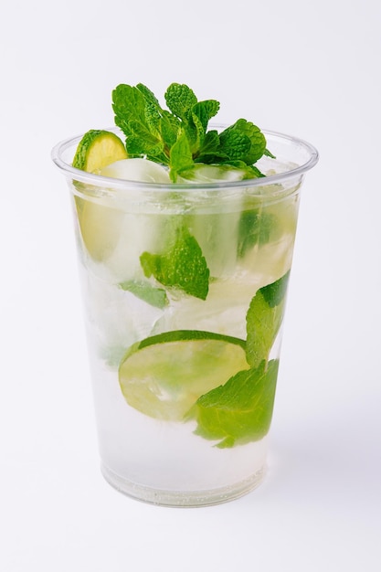 Fresh mojito drink on white background