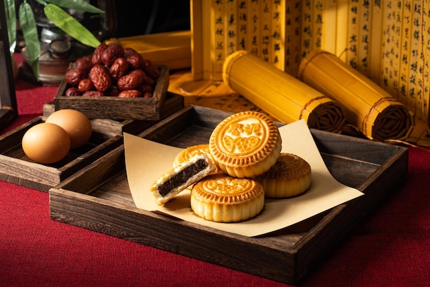 Fresh mooncakes in a festive atmosphere