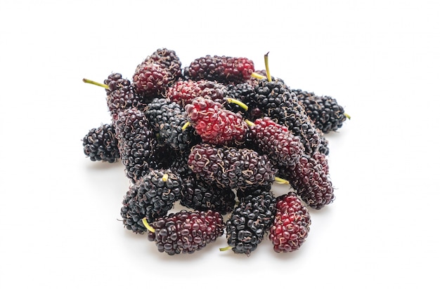 fresh mulberry on white background