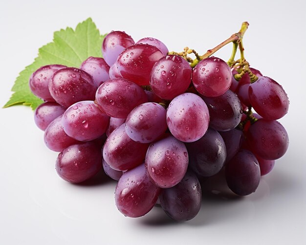 Fresh natural grape with leaf white background