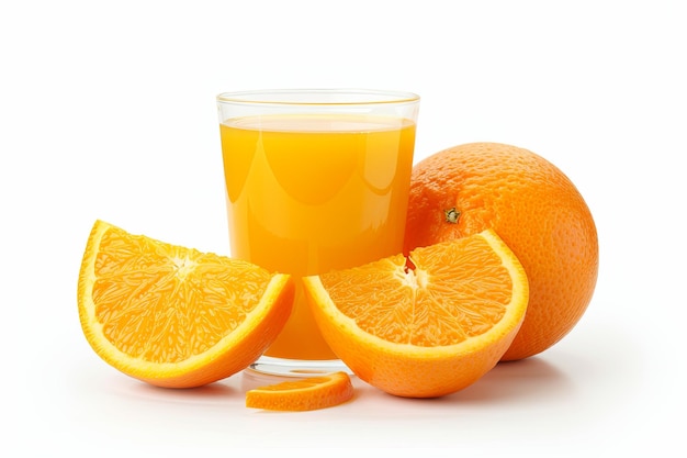 Fresh natural orange juice on a white background suitable for presentations