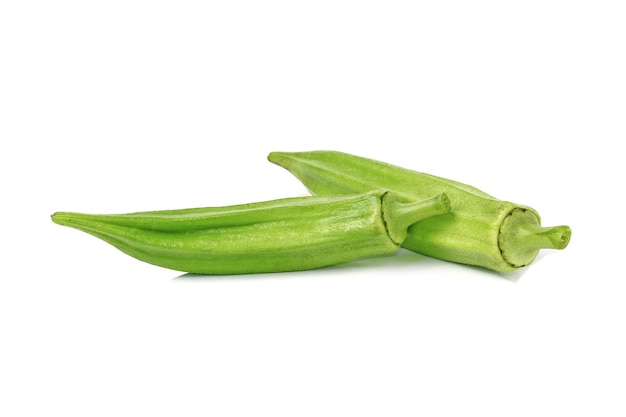 Fresh okra isolated on a white background