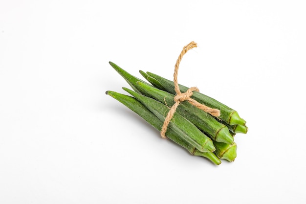 Fresh okra isolated on white background