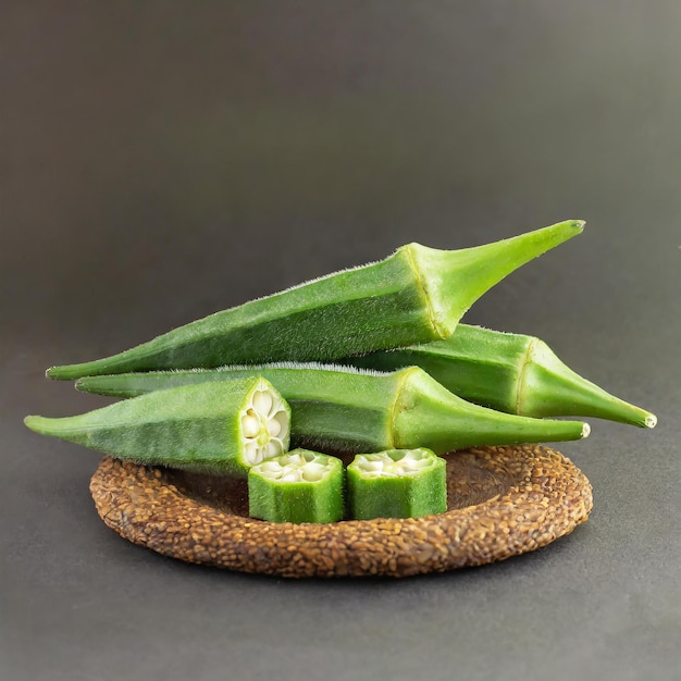 fresh okra isolated on white background