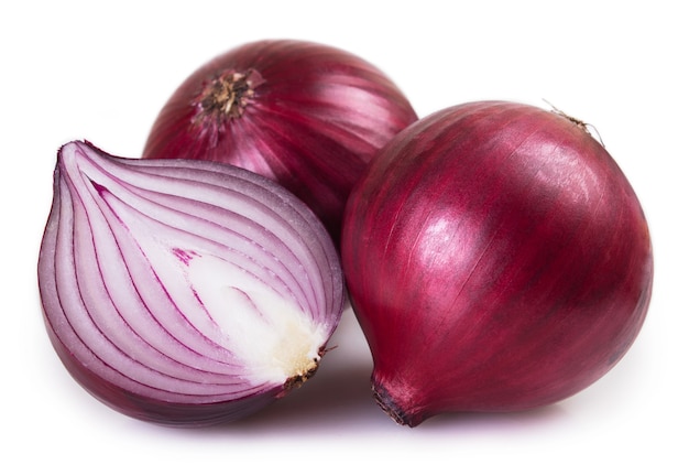 Fresh onion isolated on white background