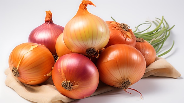 Fresh onion on a white background