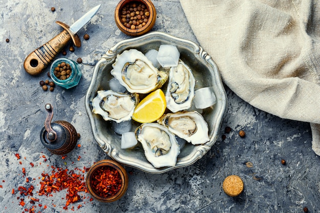 Fresh opened oysters,seafood