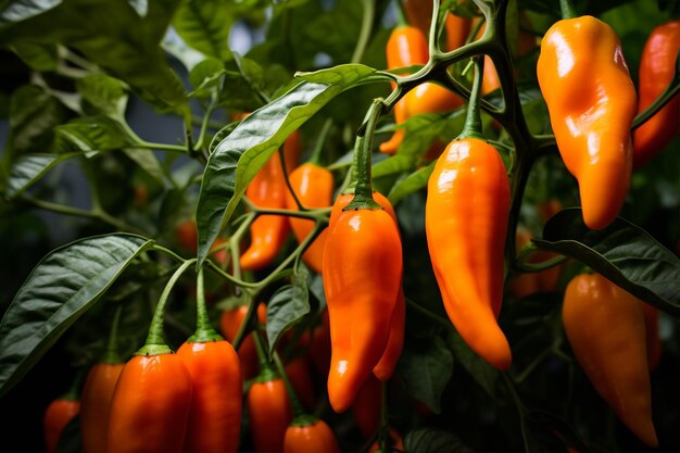 Fresh Orange Chillies Garden